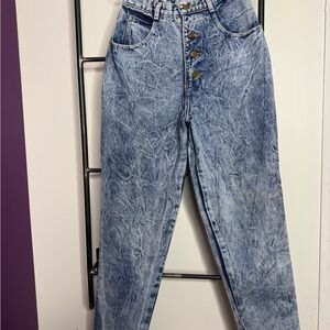 Y2K Vintage 90s Acid Wash Mom Jeans 24” Waist High Rise Button Fly